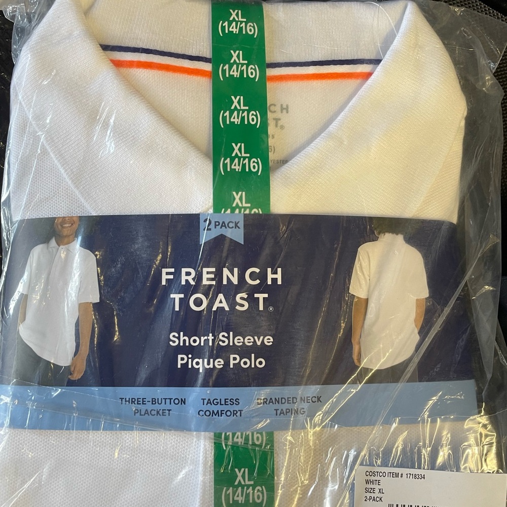 2 Pack French Toast White Short Sleeve Pique Polo